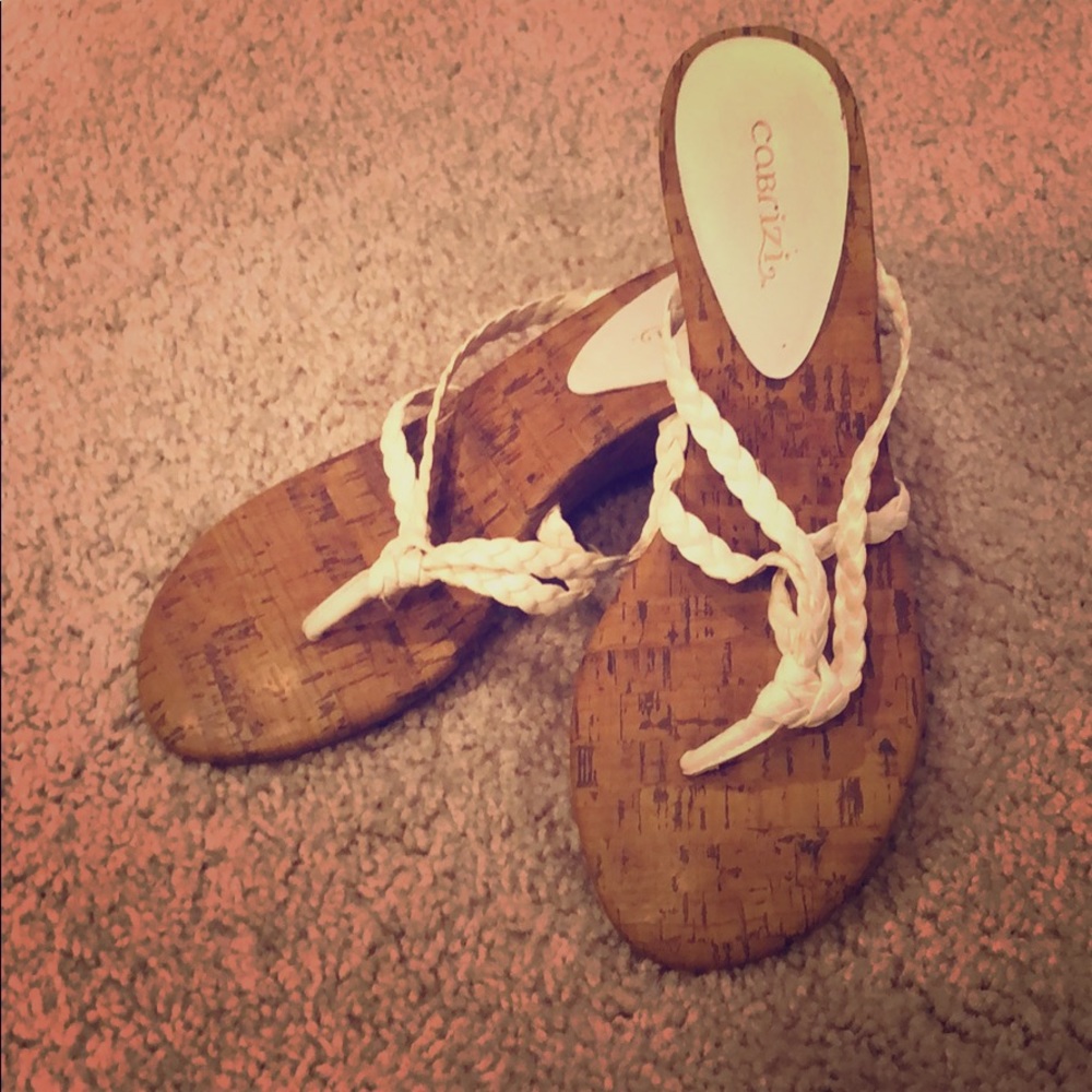 Wedge Sandal with White Strap